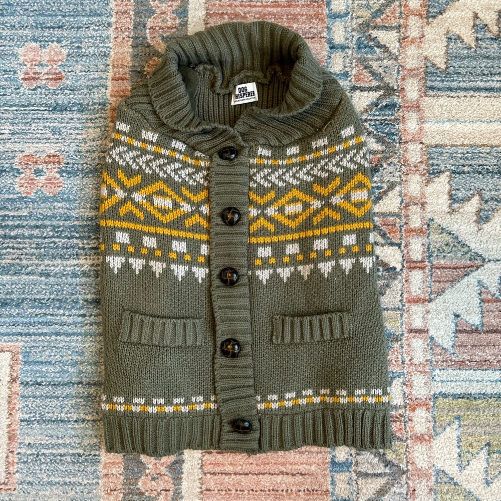 Dog Whisperer Olive Green Dog Sweater!